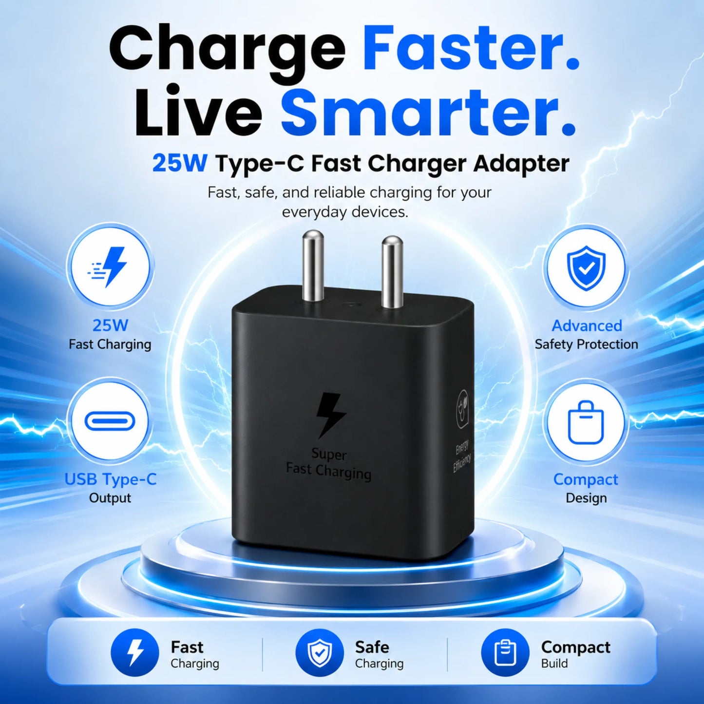 FoneForge 25W Type-C Fast Charger Adapter