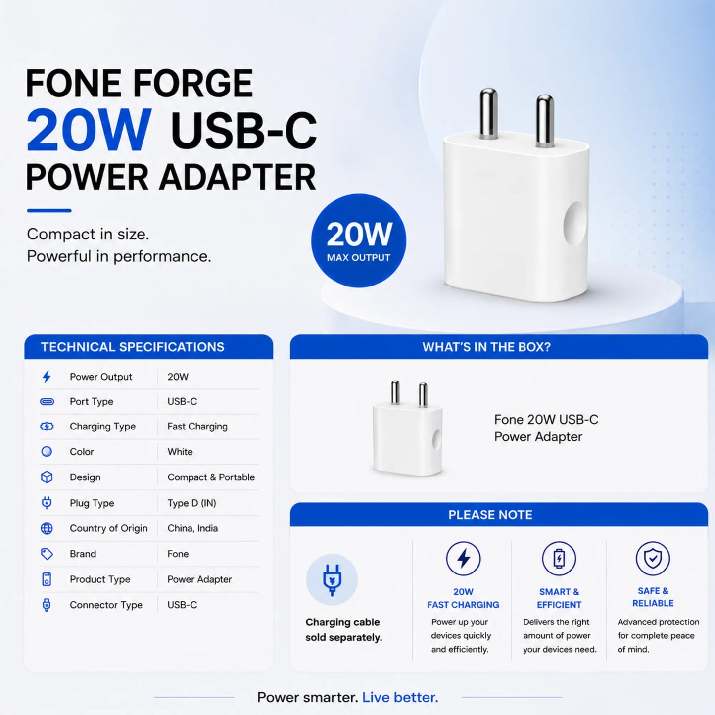 FoneForge 20W USB-C Power Adapter | Apple devices
