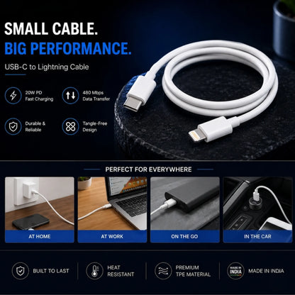FoneForge USB-C to Lightning Fast Charging Cable for iPhone & Apple Devices