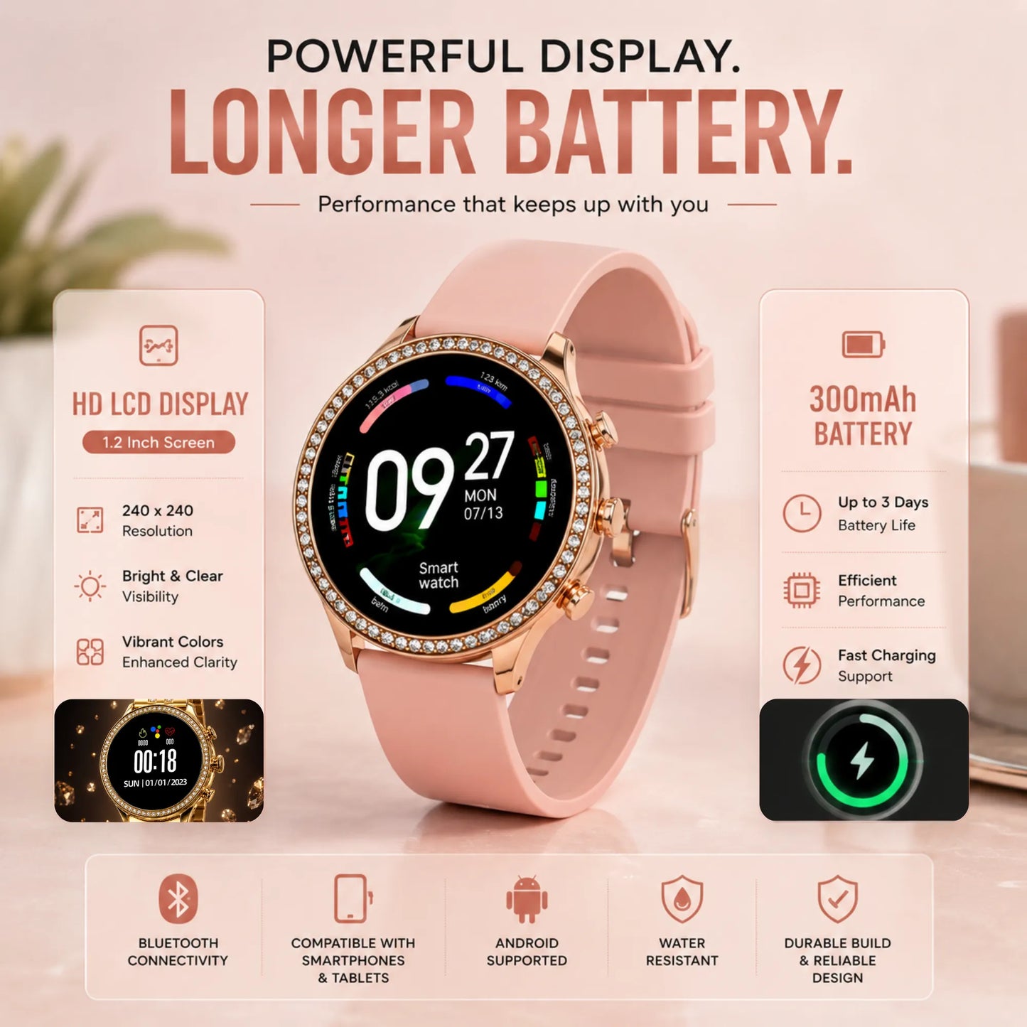 FoneForge Gen 9 Diamond Strap HD Display Smartwatch